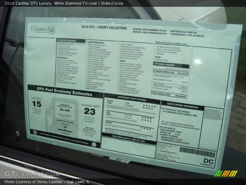 White Diamond Tri-coat / Shale/Cocoa 2010 Cadillac DTS Luxury
