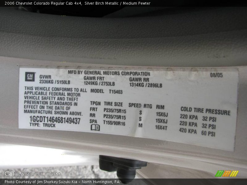 Silver Birch Metallic / Medium Pewter 2006 Chevrolet Colorado Regular Cab 4x4