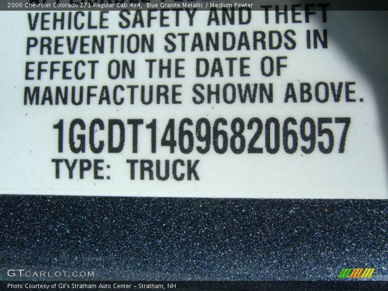 Blue Granite Metallic / Medium Pewter 2006 Chevrolet Colorado Z71 Regular Cab 4x4