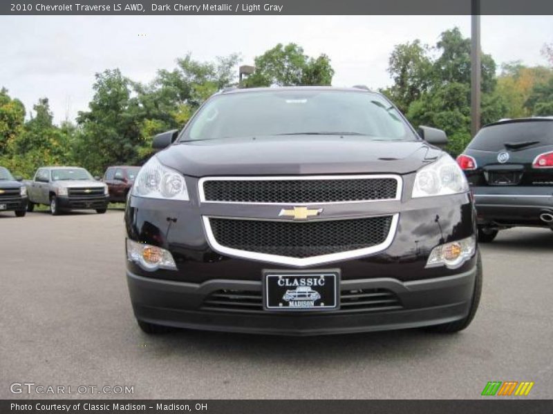 Dark Cherry Metallic / Light Gray 2010 Chevrolet Traverse LS AWD