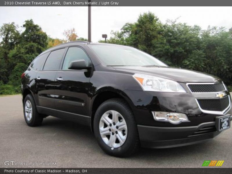 Dark Cherry Metallic / Light Gray 2010 Chevrolet Traverse LS AWD