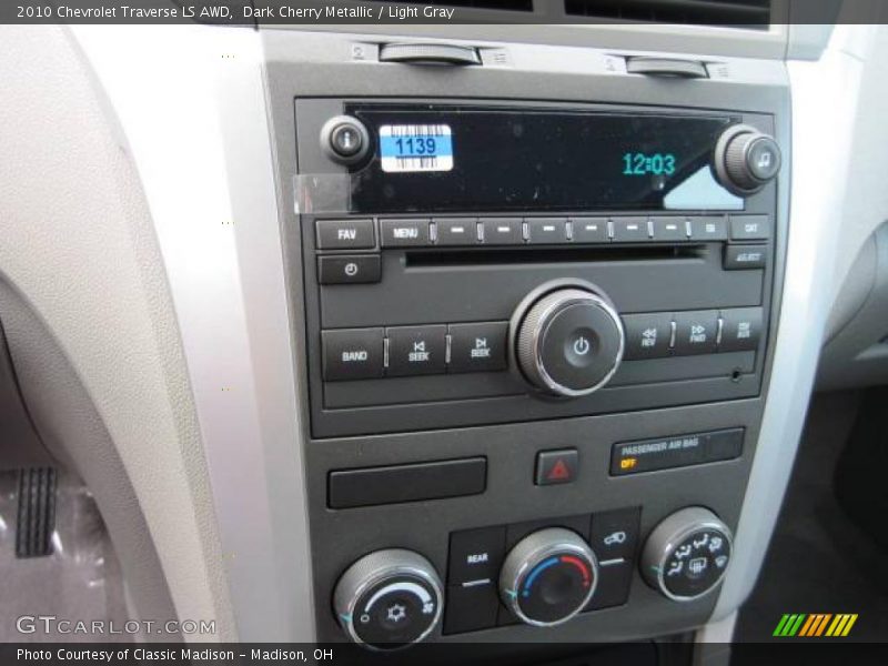 Dark Cherry Metallic / Light Gray 2010 Chevrolet Traverse LS AWD