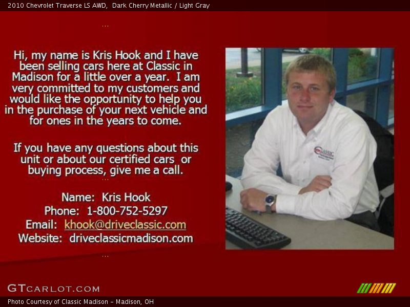 Dark Cherry Metallic / Light Gray 2010 Chevrolet Traverse LS AWD