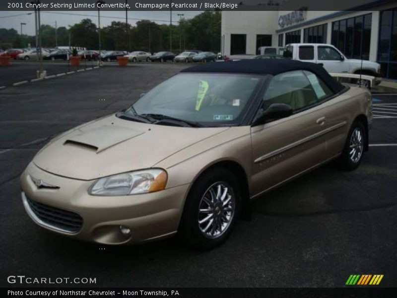 Champagne Pearlcoat / Black/Beige 2001 Chrysler Sebring Limited Convertible