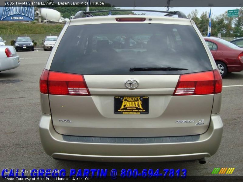 Desert Sand Mica / Taupe 2005 Toyota Sienna LE AWD