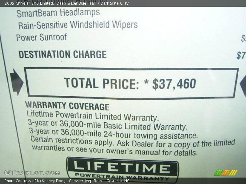 Deep Water Blue Pearl / Dark Slate Gray 2009 Chrysler 300 Limited