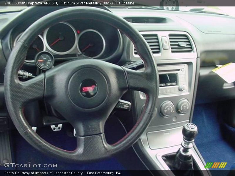 Platinum Silver Metallic / Black/Blue Ecsaine 2005 Subaru Impreza WRX STi
