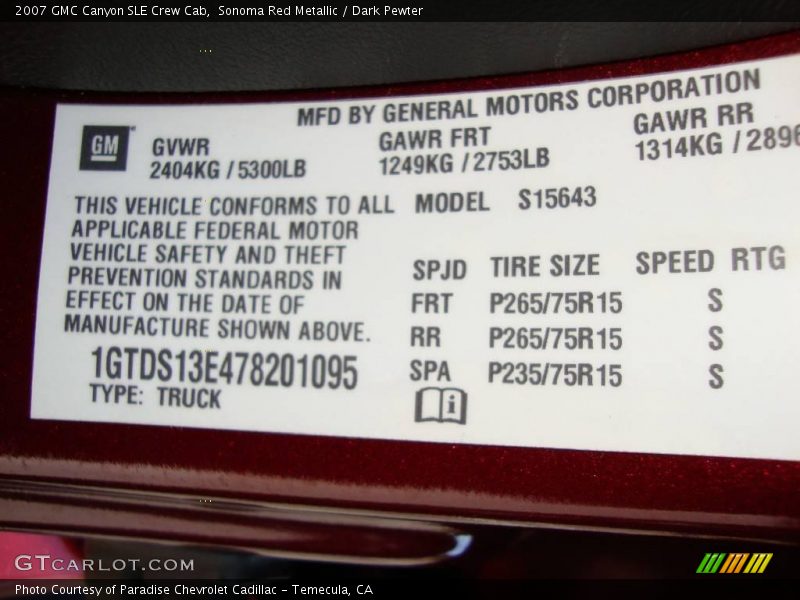 Sonoma Red Metallic / Dark Pewter 2007 GMC Canyon SLE Crew Cab