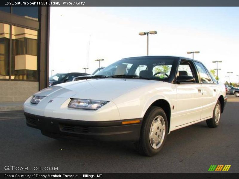 White / Gray 1991 Saturn S Series SL1 Sedan