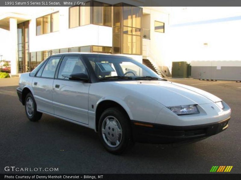 White / Gray 1991 Saturn S Series SL1 Sedan