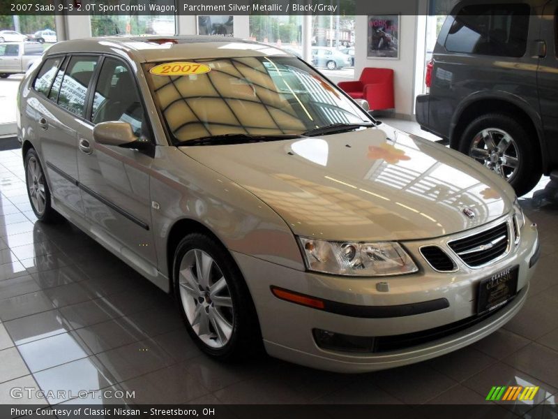 Parchment Silver Metallic / Black/Gray 2007 Saab 9-3 2.0T SportCombi Wagon