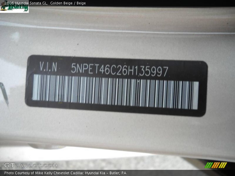 Golden Beige / Beige 2006 Hyundai Sonata GL