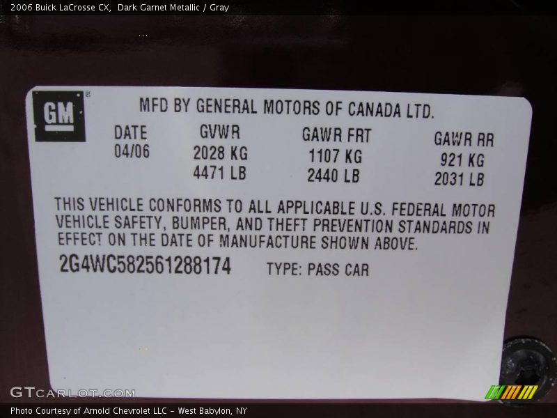 Dark Garnet Metallic / Gray 2006 Buick LaCrosse CX