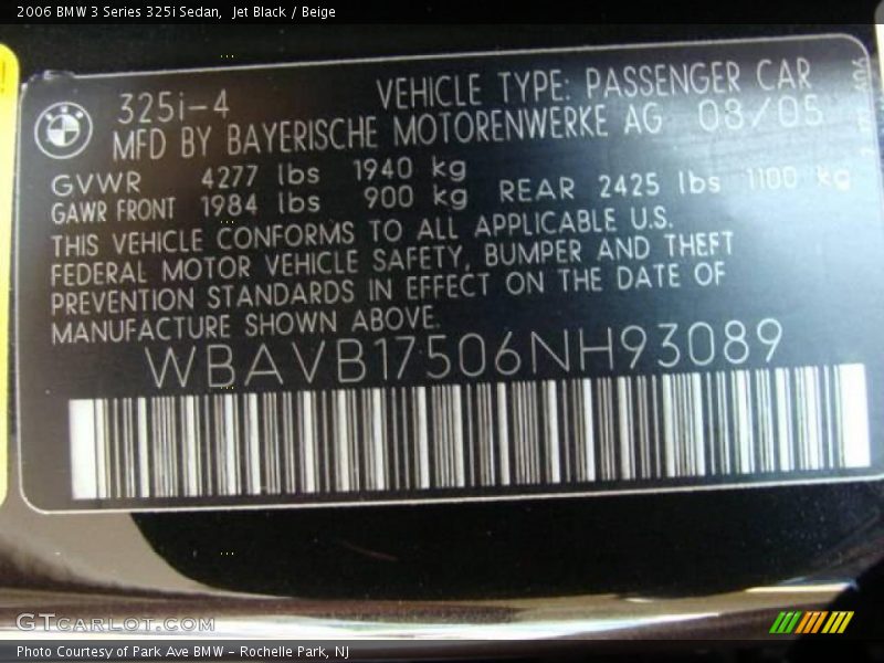 Jet Black / Beige 2006 BMW 3 Series 325i Sedan