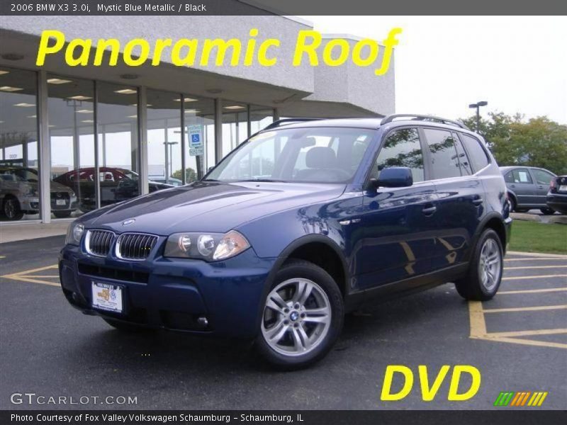 Mystic Blue Metallic / Black 2006 BMW X3 3.0i