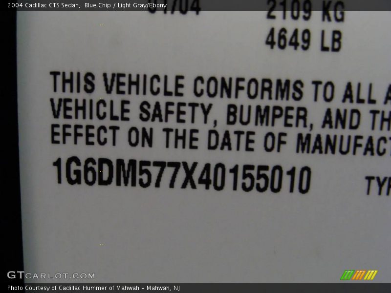 Blue Chip / Light Gray/Ebony 2004 Cadillac CTS Sedan
