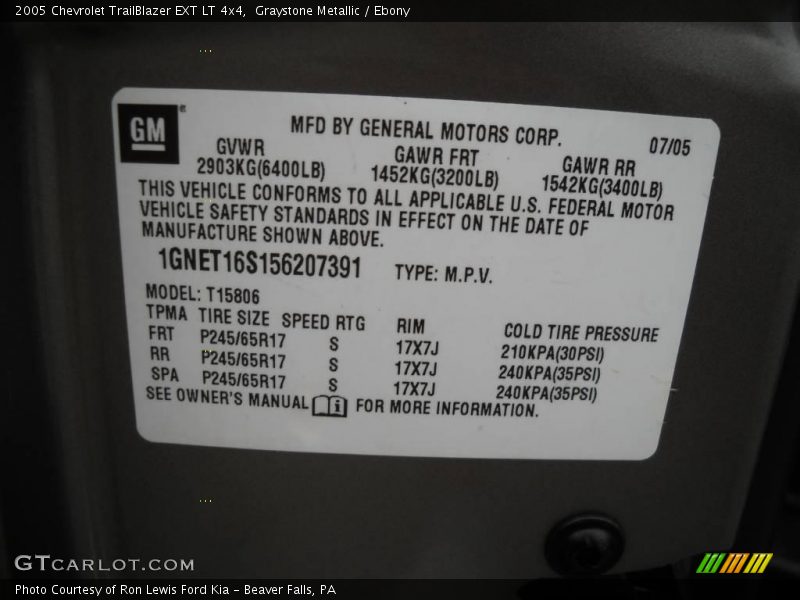 Graystone Metallic / Ebony 2005 Chevrolet TrailBlazer EXT LT 4x4
