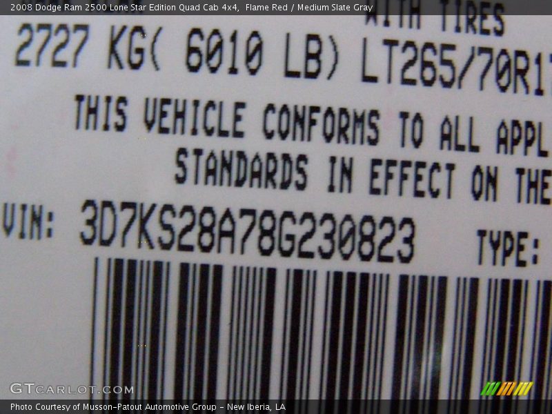 Flame Red / Medium Slate Gray 2008 Dodge Ram 2500 Lone Star Edition Quad Cab 4x4