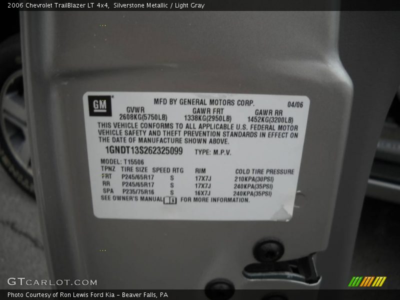 Silverstone Metallic / Light Gray 2006 Chevrolet TrailBlazer LT 4x4