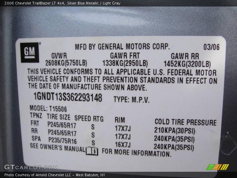 Silver Blue Metallic / Light Gray 2006 Chevrolet TrailBlazer LT 4x4