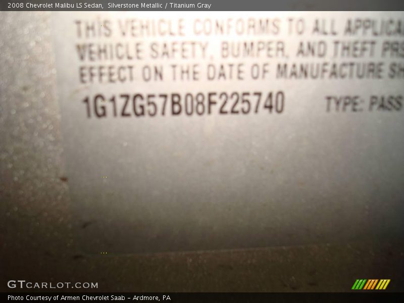 Silverstone Metallic / Titanium Gray 2008 Chevrolet Malibu LS Sedan