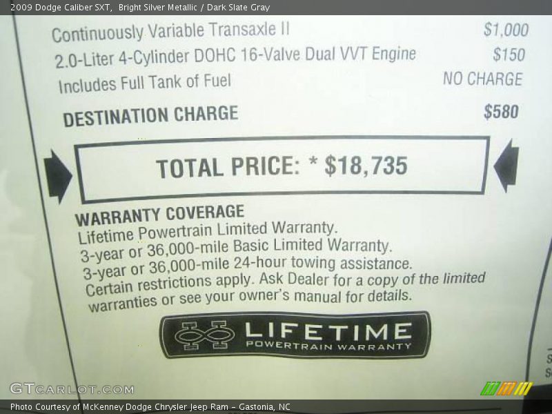 Bright Silver Metallic / Dark Slate Gray 2009 Dodge Caliber SXT