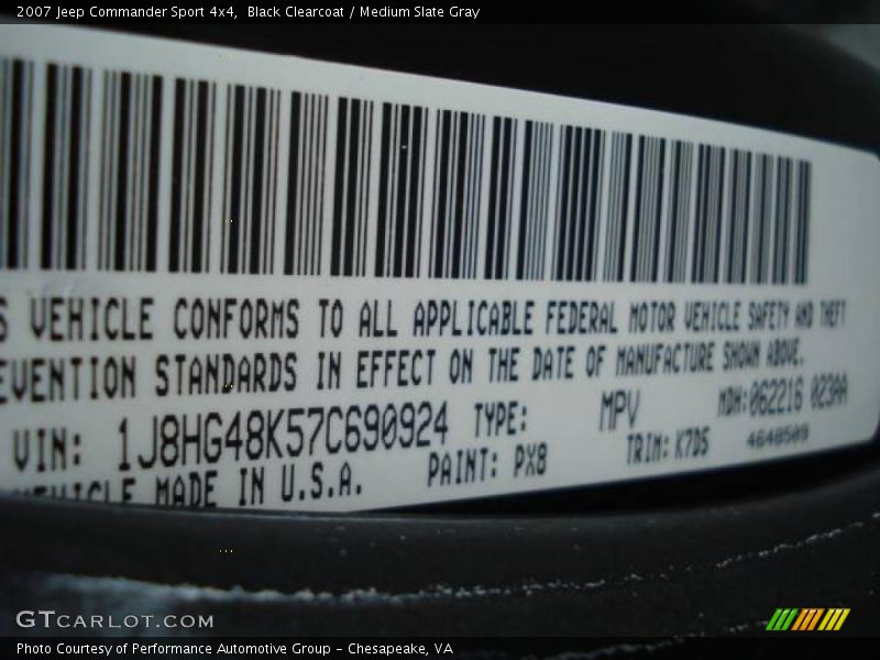 Black Clearcoat / Medium Slate Gray 2007 Jeep Commander Sport 4x4