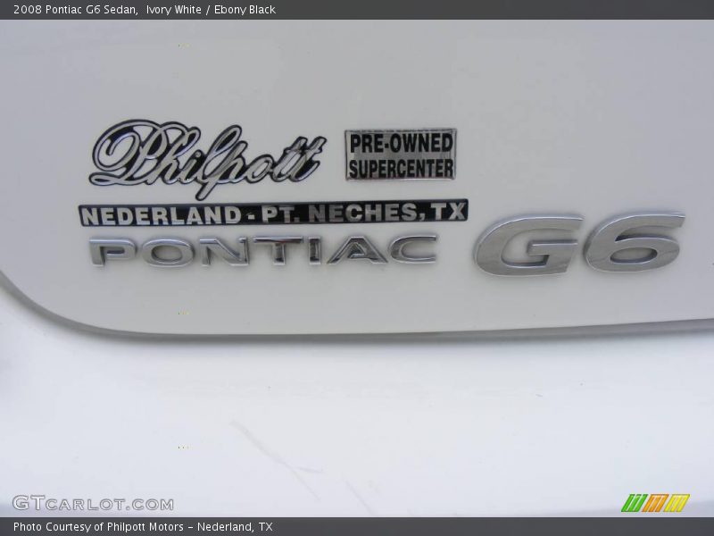 Ivory White / Ebony Black 2008 Pontiac G6 Sedan