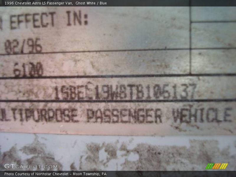 Ghost White / Blue 1996 Chevrolet Astro LS Passenger Van