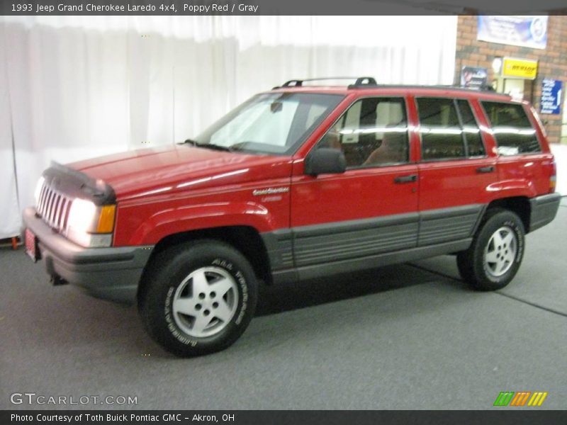 Poppy Red / Gray 1993 Jeep Grand Cherokee Laredo 4x4