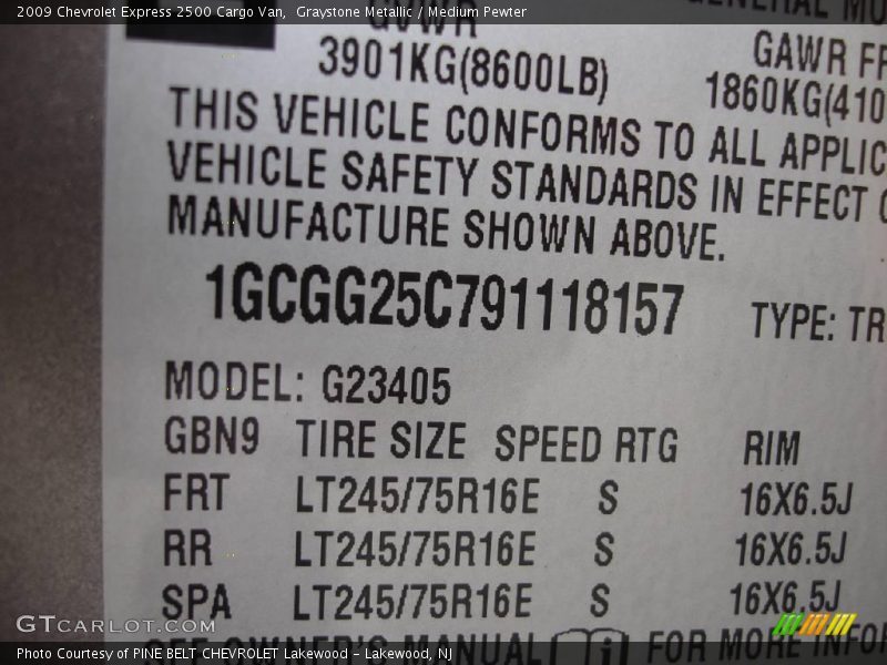 Graystone Metallic / Medium Pewter 2009 Chevrolet Express 2500 Cargo Van