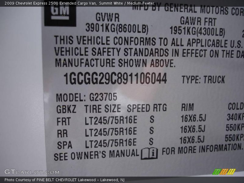 Summit White / Medium Pewter 2009 Chevrolet Express 2500 Extended Cargo Van