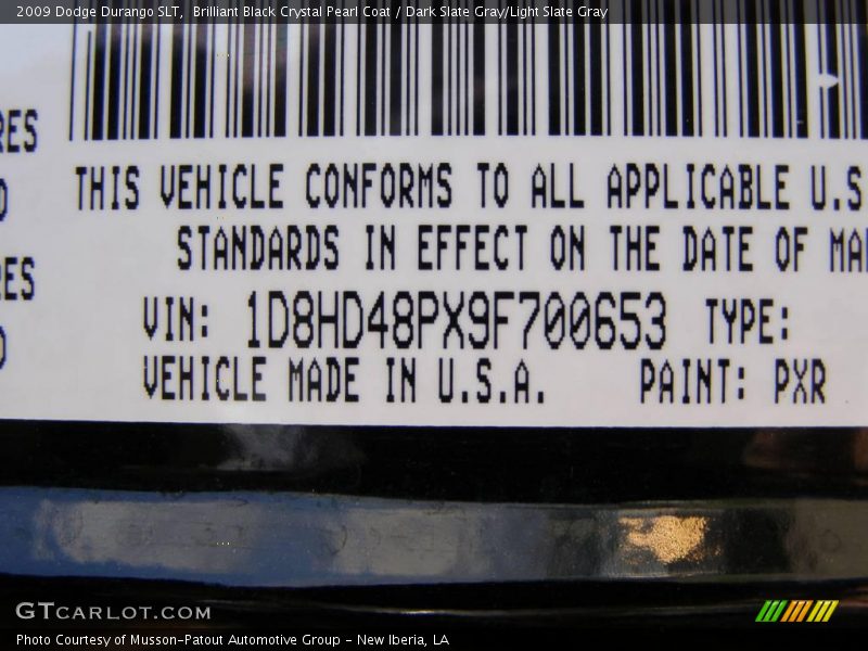 Brilliant Black Crystal Pearl Coat / Dark Slate Gray/Light Slate Gray 2009 Dodge Durango SLT