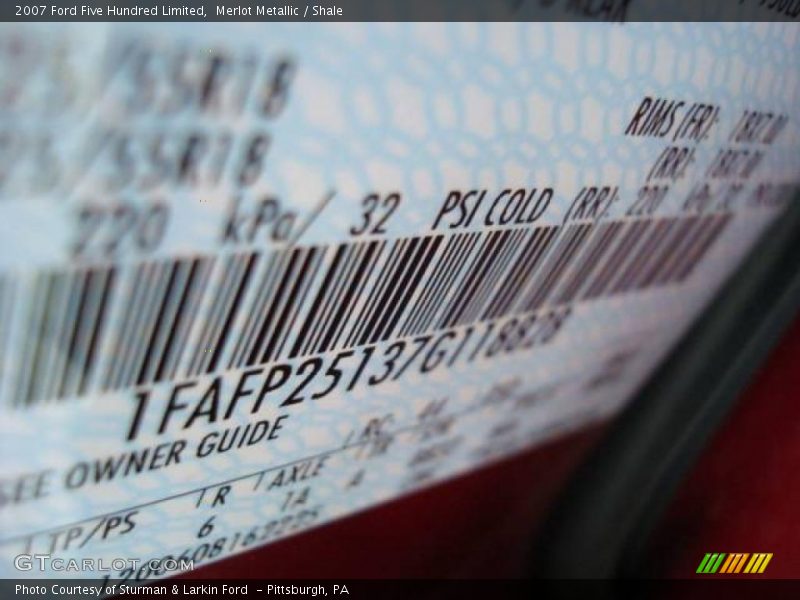 Merlot Metallic / Shale 2007 Ford Five Hundred Limited