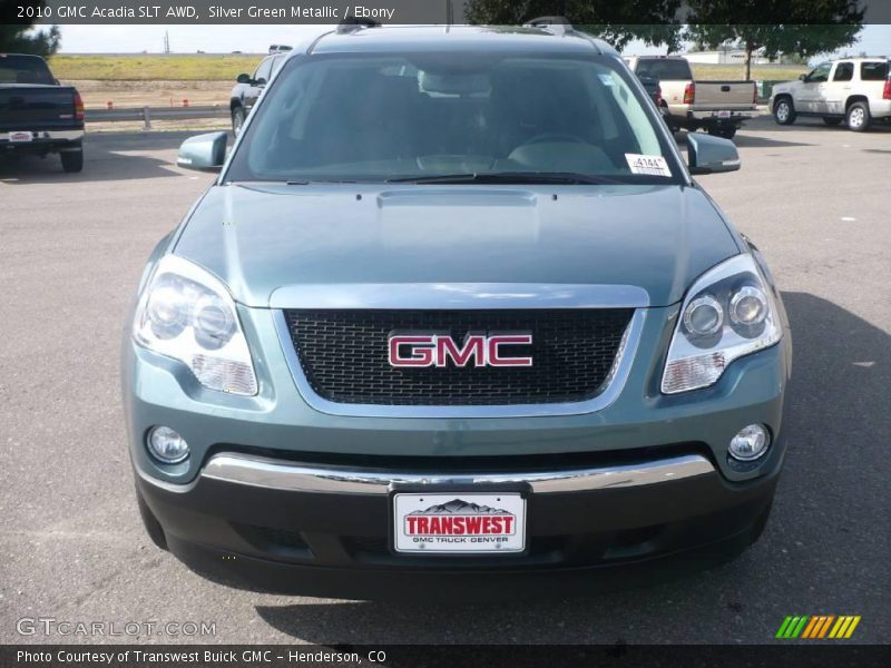Silver Green Metallic / Ebony 2010 GMC Acadia SLT AWD