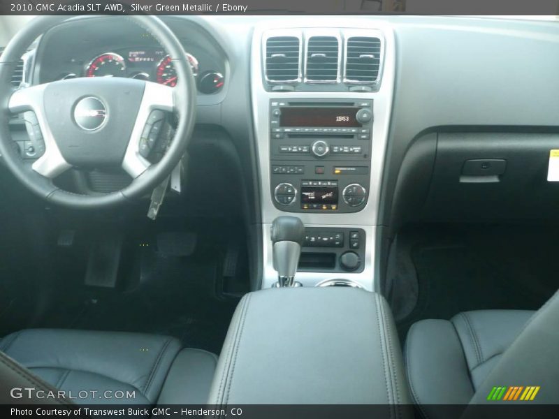Silver Green Metallic / Ebony 2010 GMC Acadia SLT AWD
