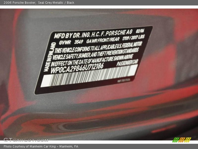 Seal Grey Metallic / Black 2006 Porsche Boxster