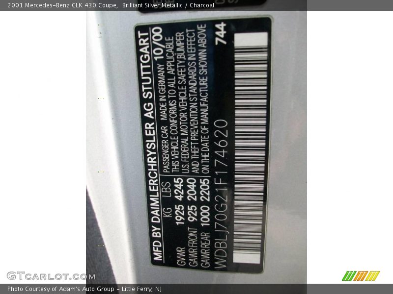 Brilliant Silver Metallic / Charcoal 2001 Mercedes-Benz CLK 430 Coupe