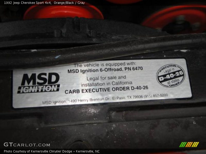 Orange/Black / Gray 1992 Jeep Cherokee Sport 4x4