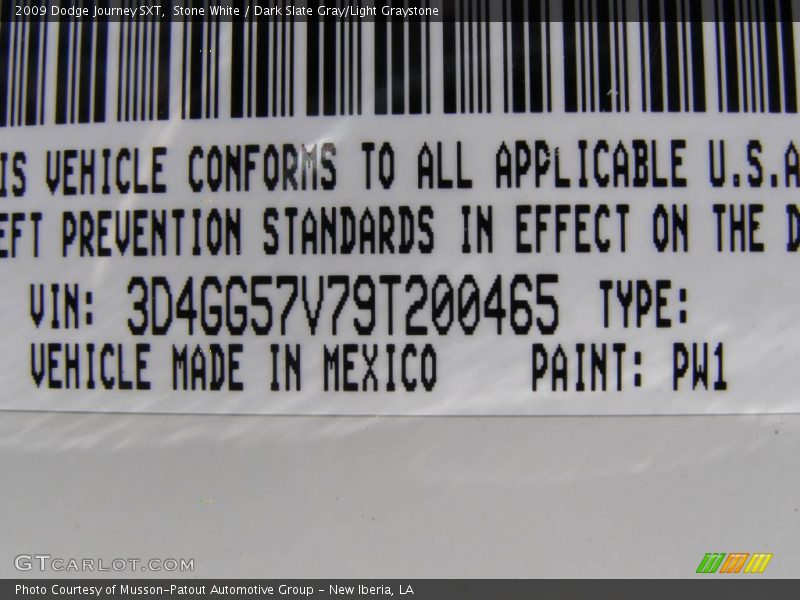 Stone White / Dark Slate Gray/Light Graystone 2009 Dodge Journey SXT