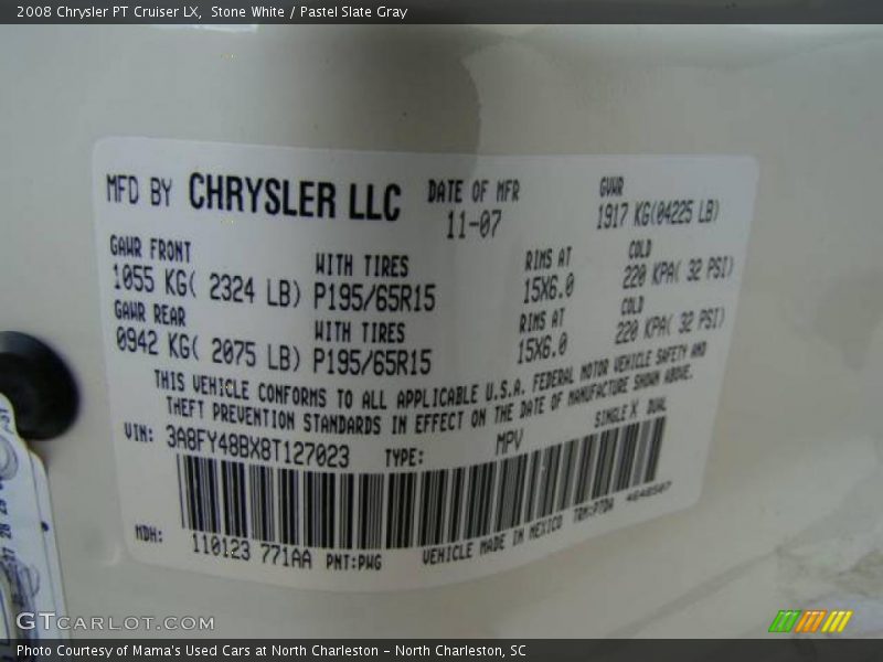 Stone White / Pastel Slate Gray 2008 Chrysler PT Cruiser LX