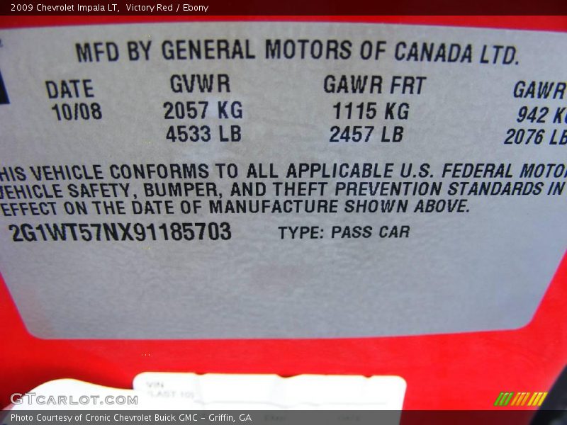 Victory Red / Ebony 2009 Chevrolet Impala LT