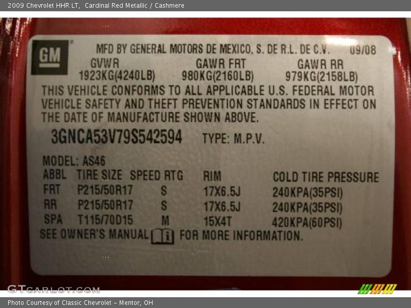 Cardinal Red Metallic / Cashmere 2009 Chevrolet HHR LT