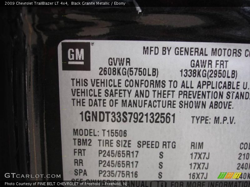 Black Granite Metallic / Ebony 2009 Chevrolet TrailBlazer LT 4x4