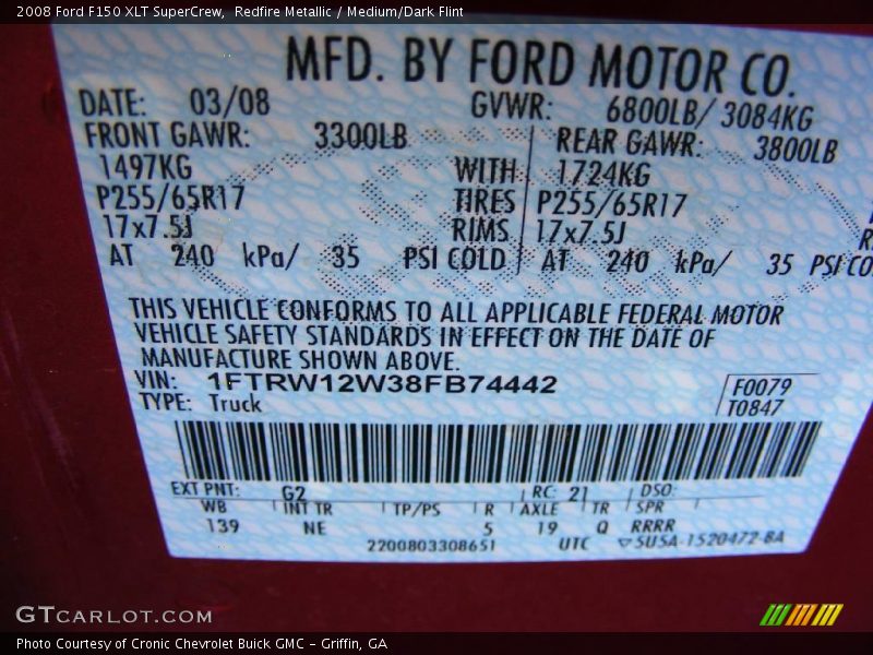 Redfire Metallic / Medium/Dark Flint 2008 Ford F150 XLT SuperCrew