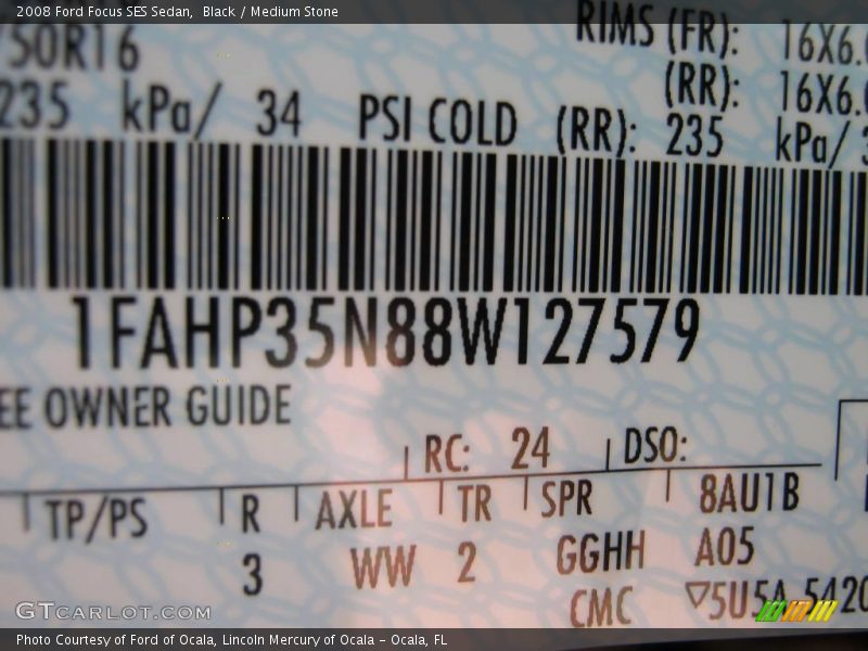 Black / Medium Stone 2008 Ford Focus SES Sedan