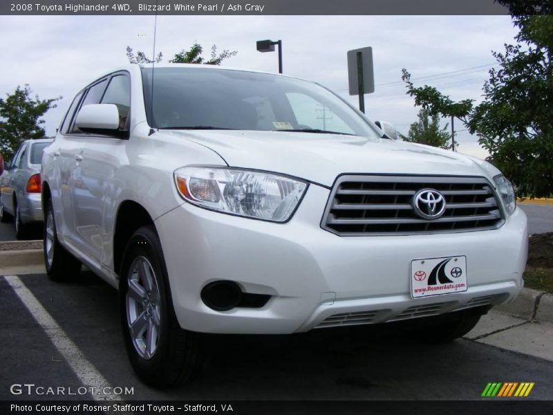 Blizzard White Pearl / Ash Gray 2008 Toyota Highlander 4WD