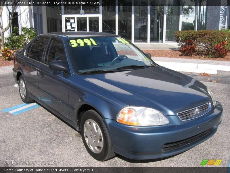 Cyclone Blue Metallic / Gray 1996 Honda Civic LX Sedan