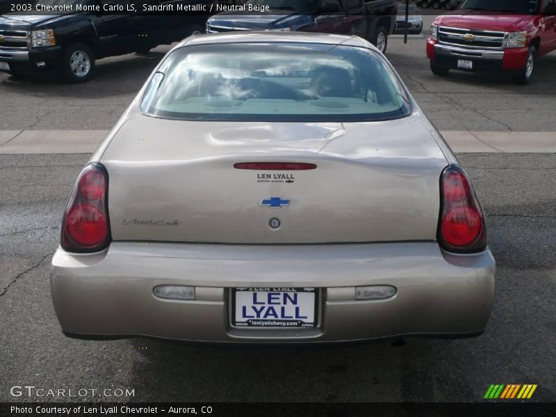 Sandrift Metallic / Neutral Beige 2003 Chevrolet Monte Carlo LS