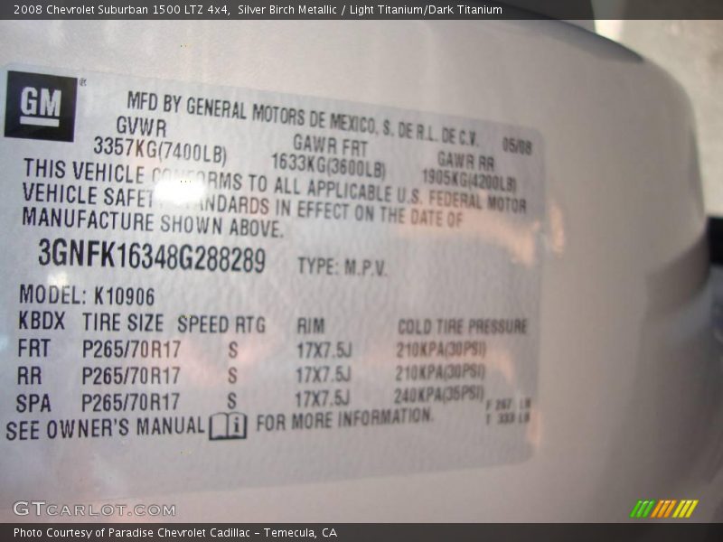 Silver Birch Metallic / Light Titanium/Dark Titanium 2008 Chevrolet Suburban 1500 LTZ 4x4